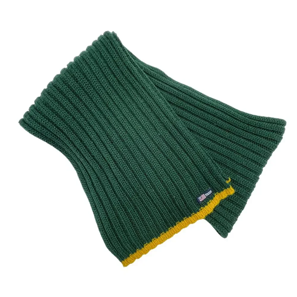 Vintage 90s Ralph Lauren Polo Jeans Company Ribbed Scarf Green Accent Stripe